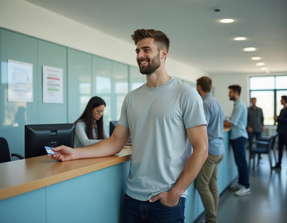 Étudiant récupérant son code locataire Crous au guichet du service administratif universitaire