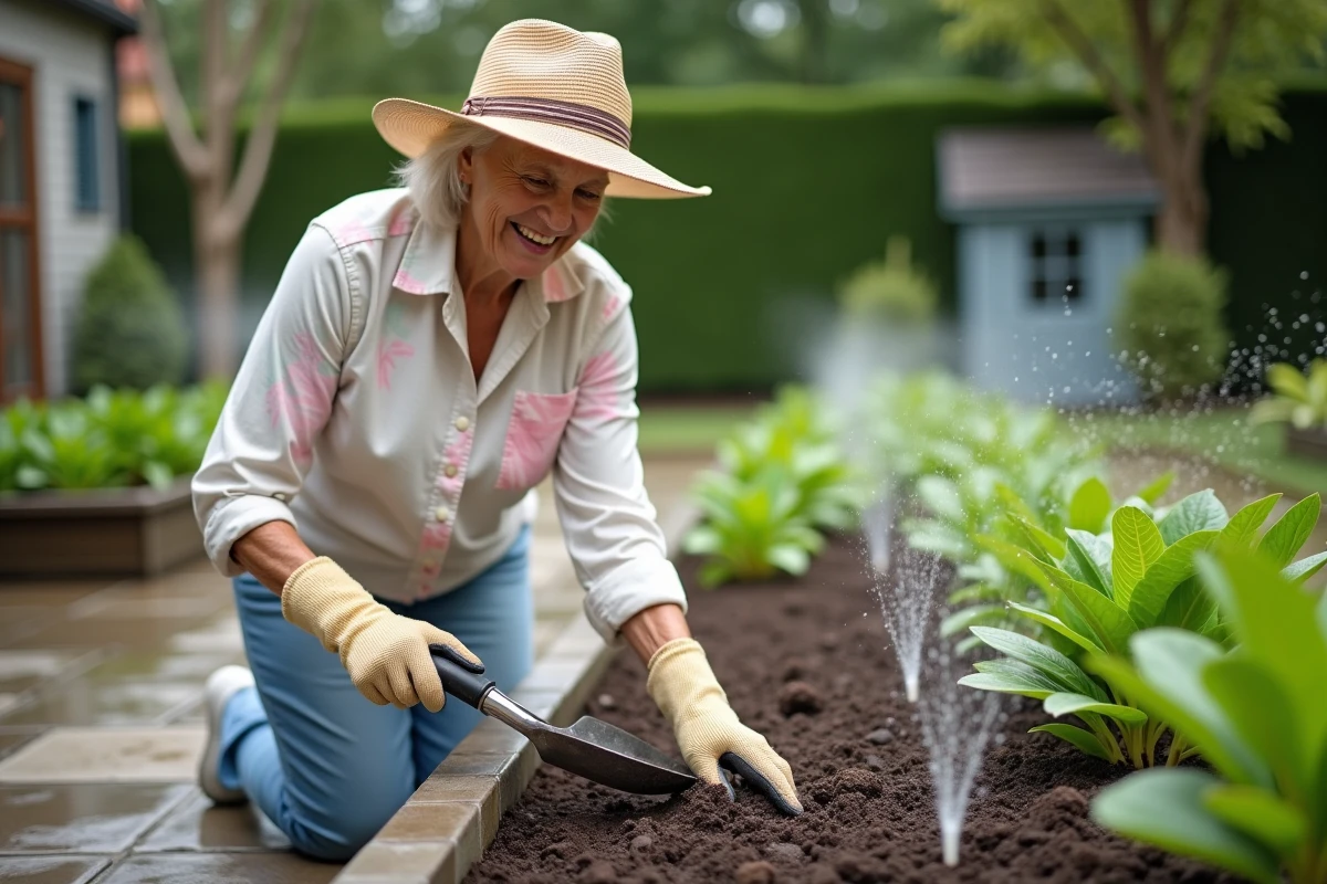Femme âgée vérifiant l