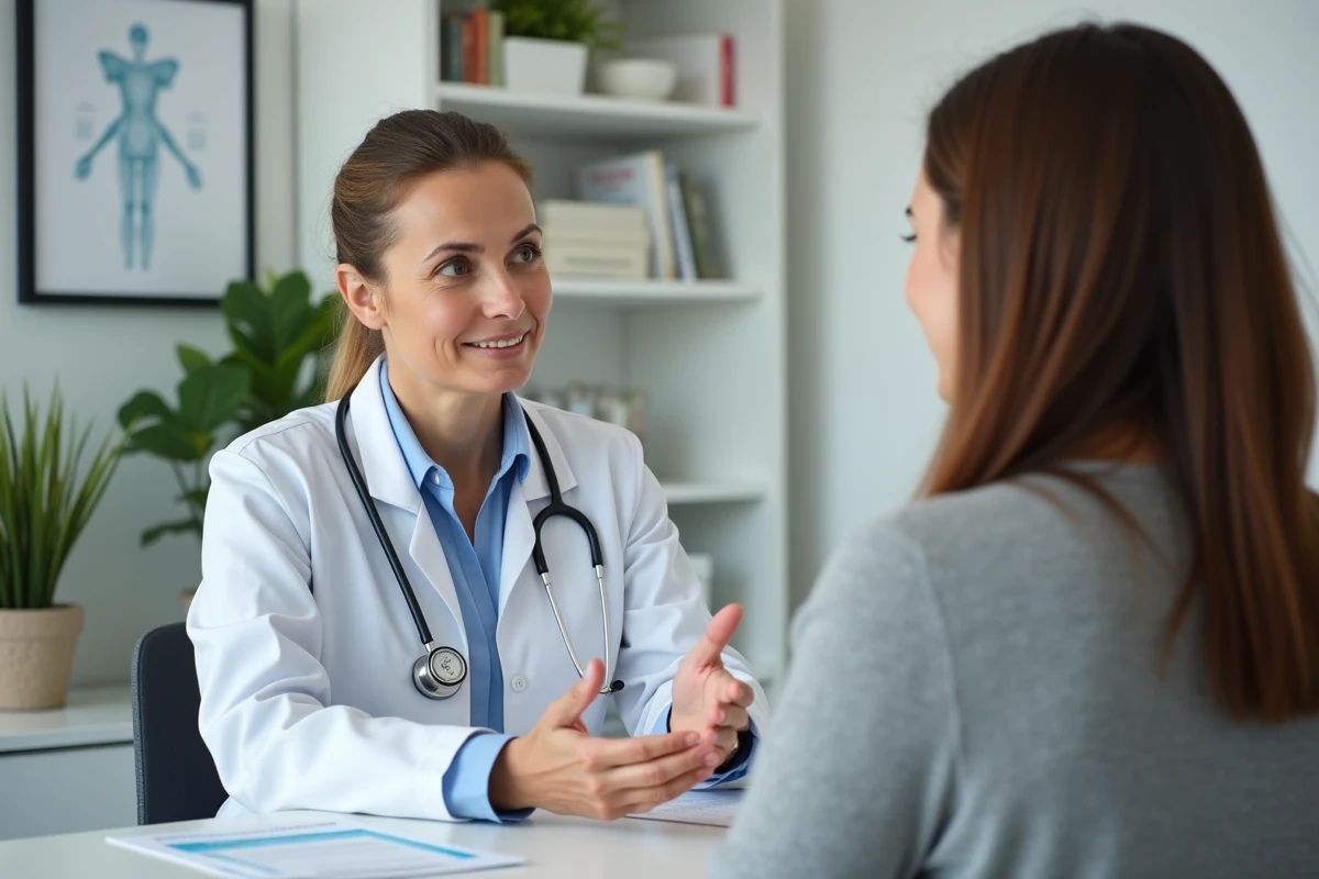 Docteur expliquant santé féminine à jeune femme en consultation